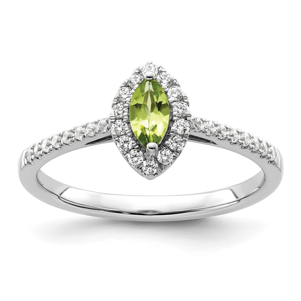 14K White Gold Lab Grown VS/SI FGH Dia and Peridot Ring