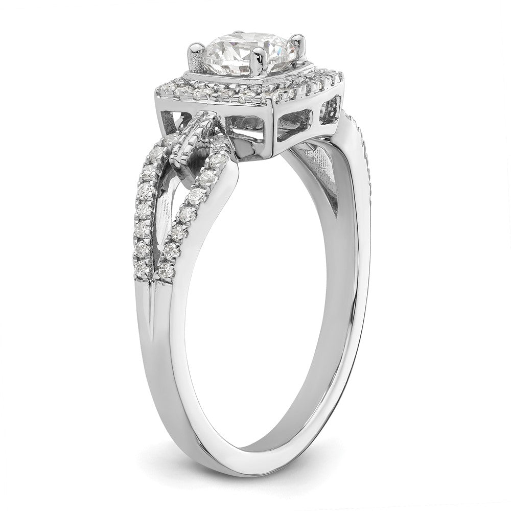 14K White Gold Lab Grown VS/SI FGH Dia Halo Complete Engagement Ring