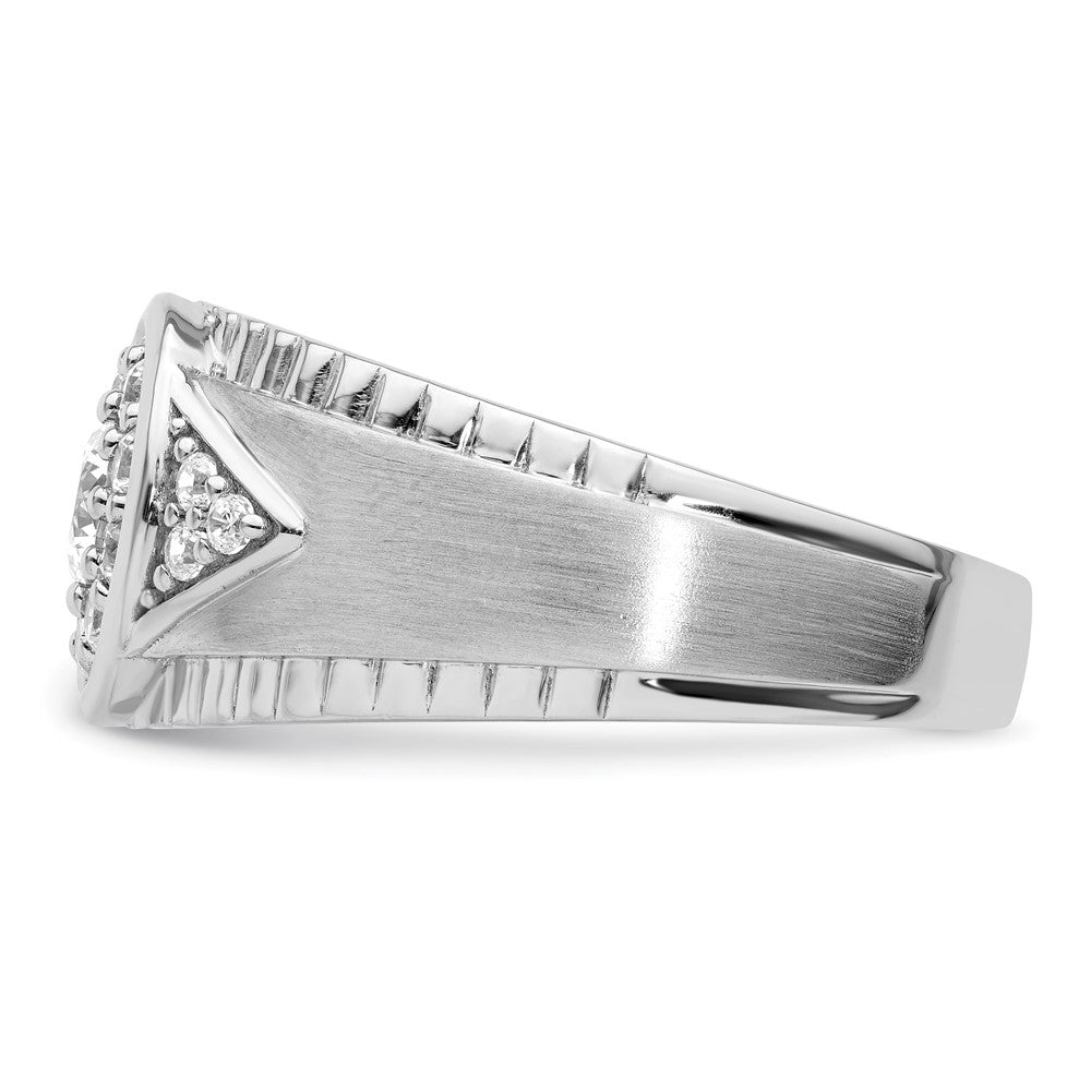 14K White Gold Lab Grown VS/SI FGH Dia Cluster Men's Ring