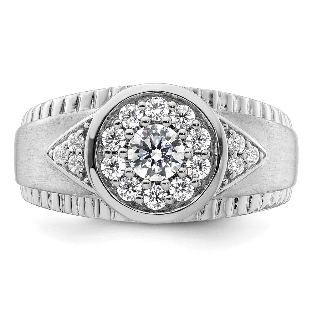 14K White Gold Lab Grown VS/SI FGH Dia Cluster Men's Ring