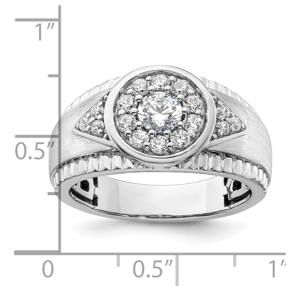 14K White Gold Lab Grown VS/SI FGH Dia Cluster Men's Ring