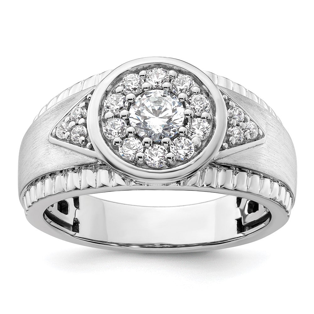 14K White Gold Lab Grown VS/SI FGH Dia Cluster Men's Ring