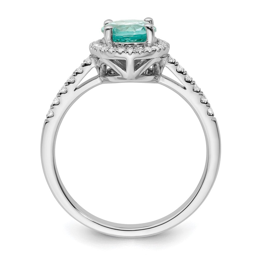 14K White Gold Pure Serenity Lab Grown Diamond Round Created Paraiba Ring