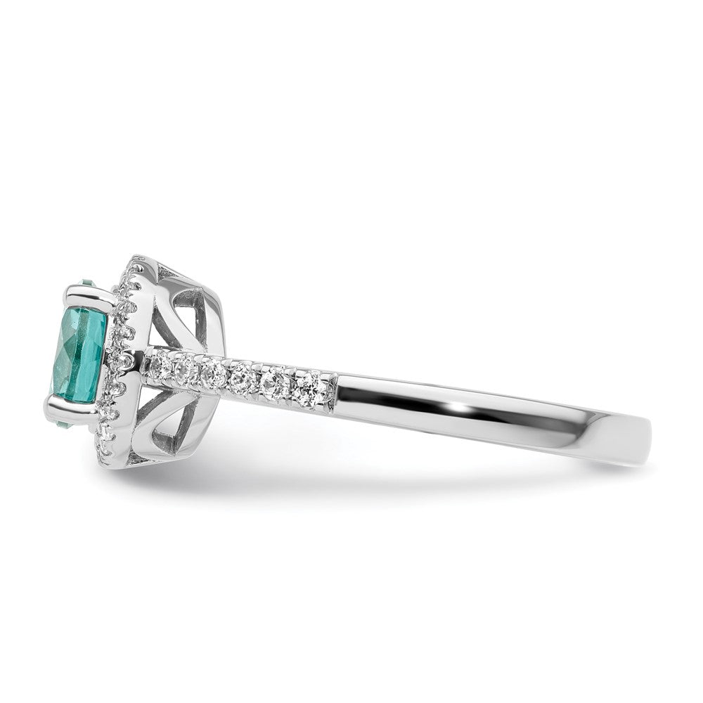 14K White Gold Pure Serenity Lab Grown Diamond Round Created Paraiba Ring