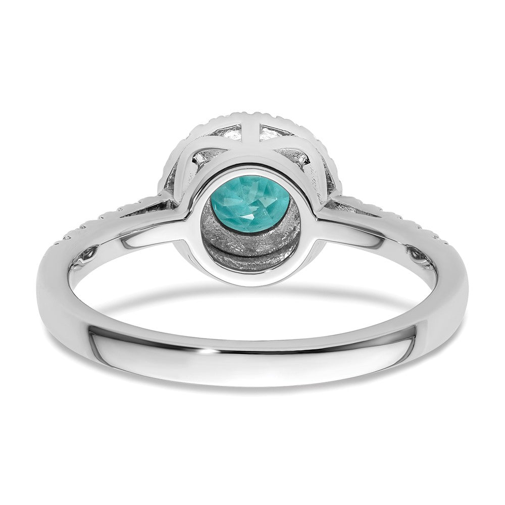 14K White Gold Pure Serenity Lab Grown Diamond Round Created Paraiba Ring