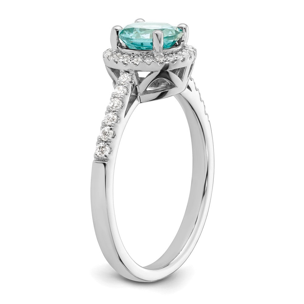 14K White Gold Pure Serenity Lab Grown Diamond Round Created Paraiba Ring