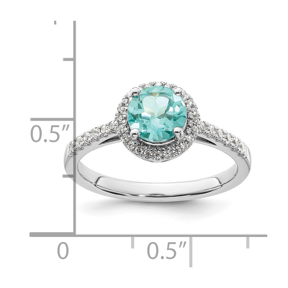 14K White Gold Pure Serenity Lab Grown Diamond Round Created Paraiba Ring