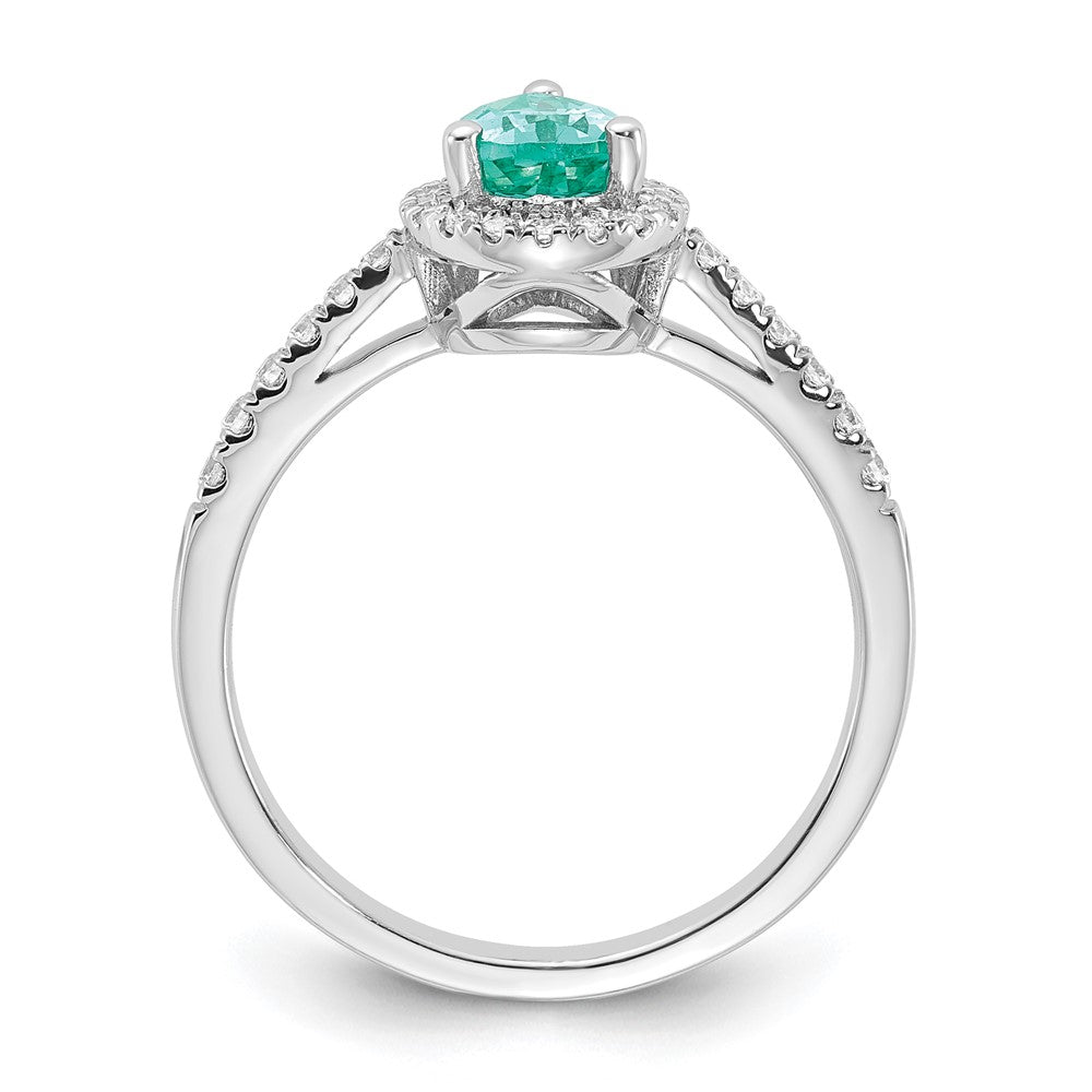 14K White Gold Pure Serenity Lab Grown Diamond Pear Created Paraiba Ring