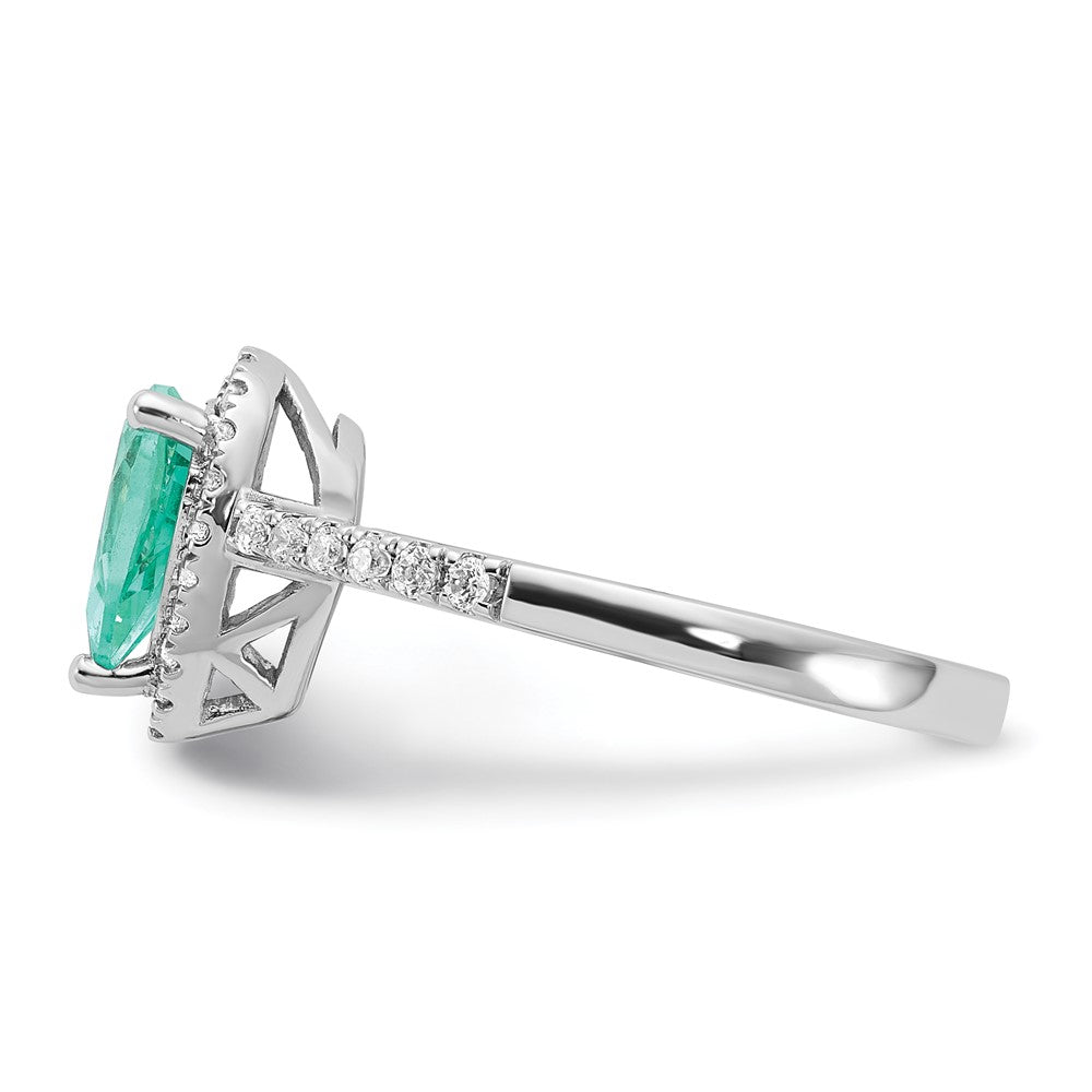 14K White Gold Pure Serenity Lab Grown Diamond Pear Created Paraiba Ring