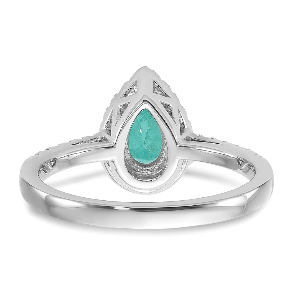 14K White Gold Pure Serenity Lab Grown Diamond Pear Created Paraiba Ring