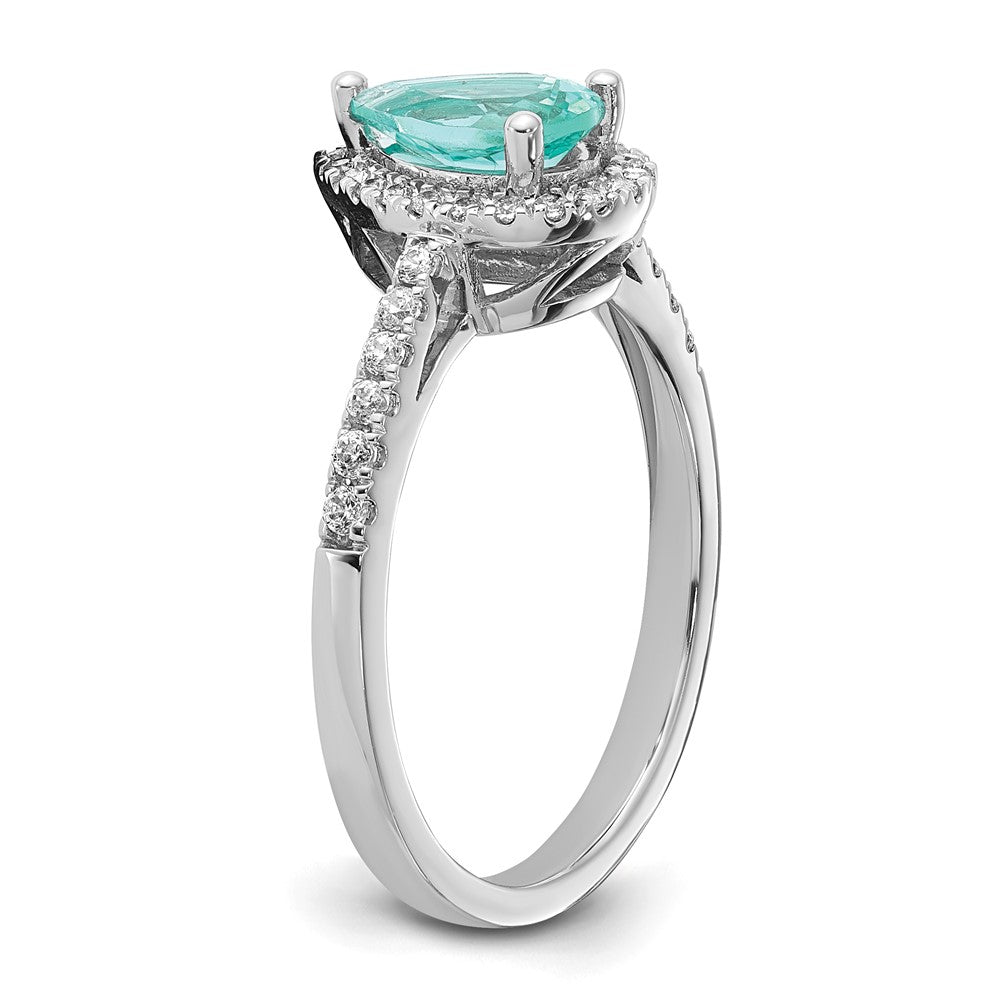 14K White Gold Pure Serenity Lab Grown Diamond Pear Created Paraiba Ring