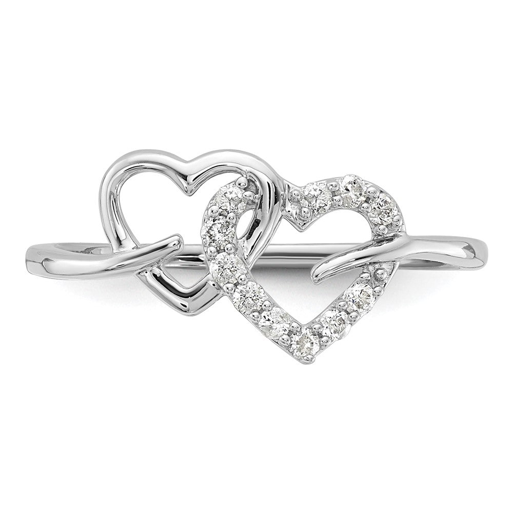 14K White Gold Lab Grown VS/SI FGH Dia Double Heart Ring