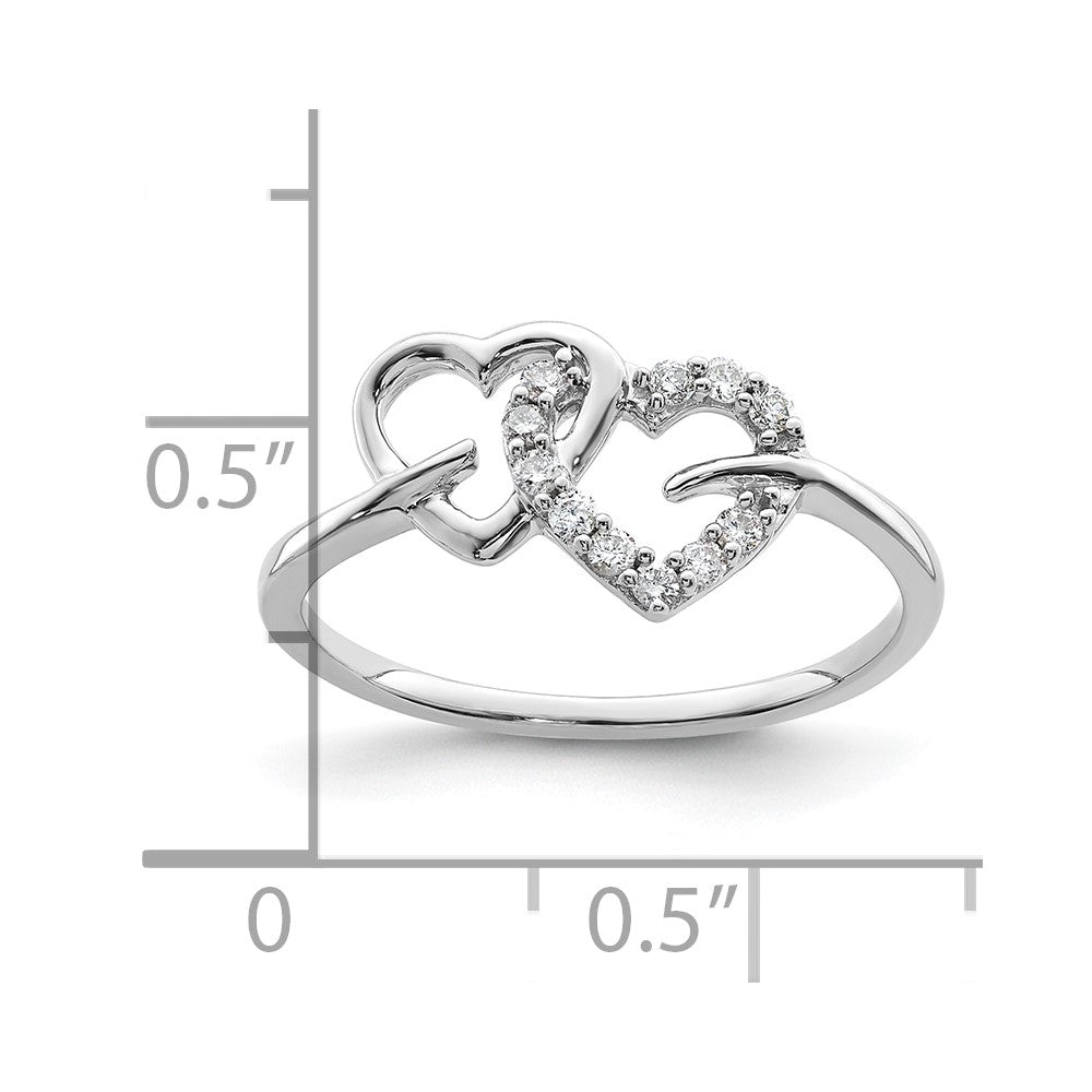 14K White Gold Lab Grown VS/SI FGH Dia Double Heart Ring