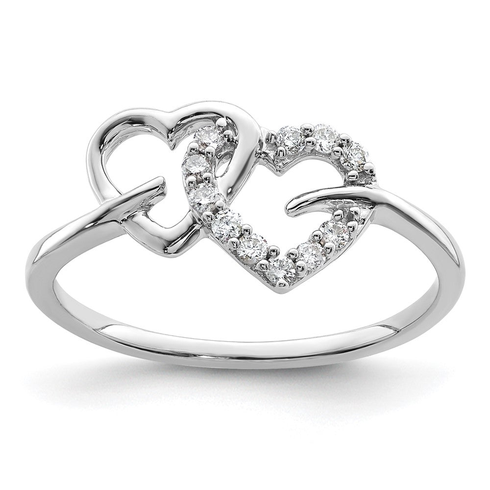 14K White Gold Lab Grown VS/SI FGH Dia Double Heart Ring