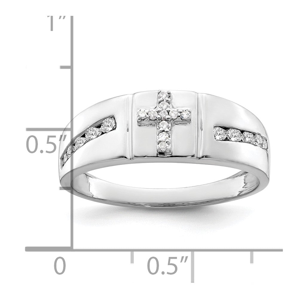 14K White Gold Lab Grown VS/SI FGH DiaCross Men's Ring