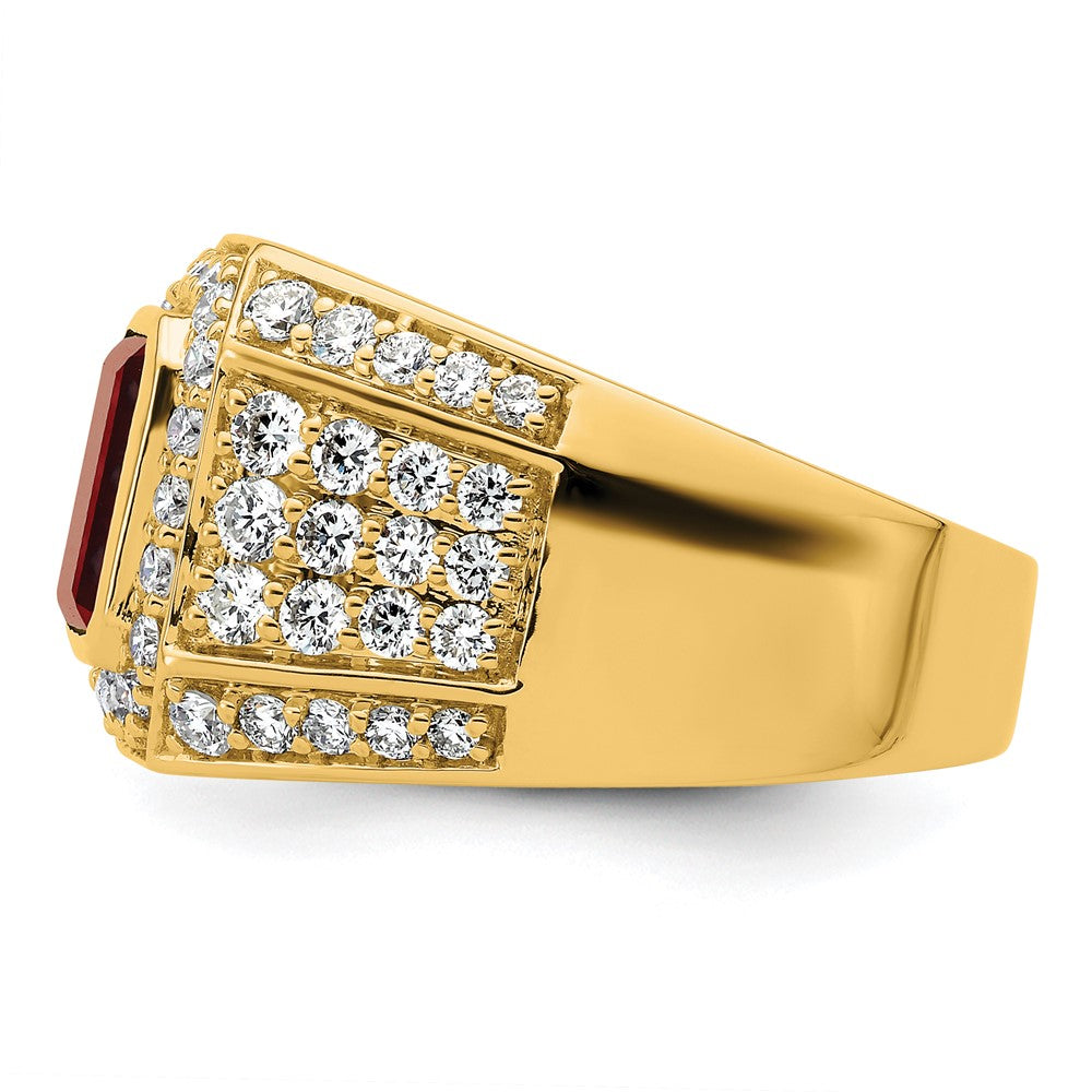 10k Created Ruby & VS/SI FGH Lab Grown Diamond Mens Ring