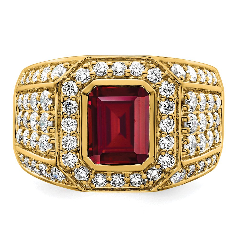 10k Created Ruby & VS/SI FGH Lab Grown Diamond Mens Ring