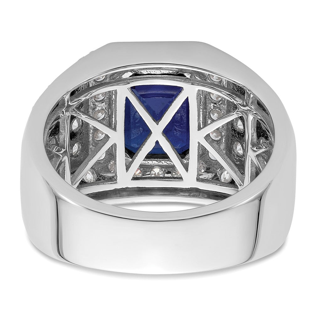 10k WG Created Sapphire & VS/SI FGH Lab Grown Diamond Mens Ring