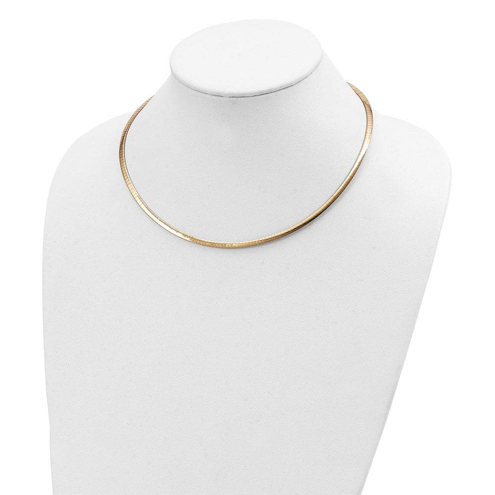 14k 3mm Reversible White & Yellow Domed Omega Necklace