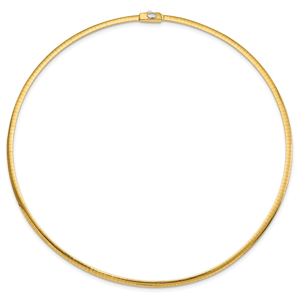 14k 3mm Reversible White & Yellow Domed Omega Necklace