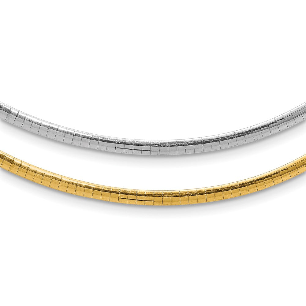 14k 3mm Reversible White & Yellow Domed Omega Necklace