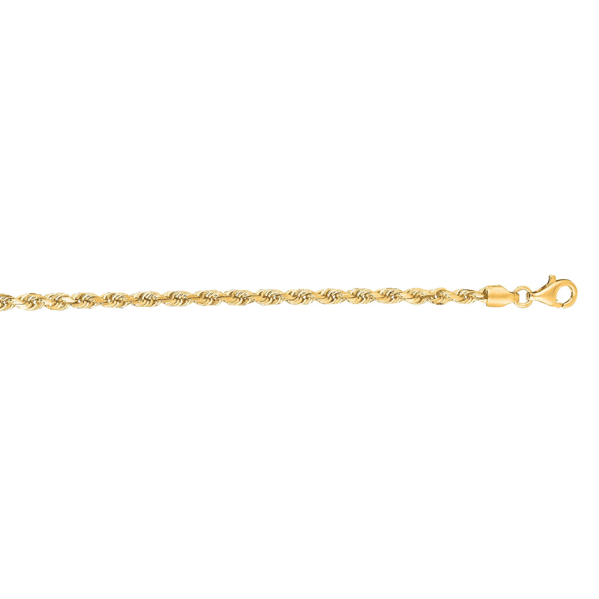 14K Yellow Gold 3mm Diamond Cut Royal Rope 30" Chain with Lobster Lock