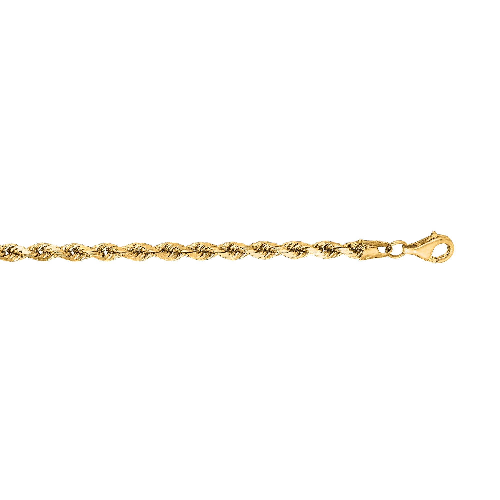 14K Yellow Gold 4mm Diamond Cut Royal Rope 30" Chain with Lobster Lock