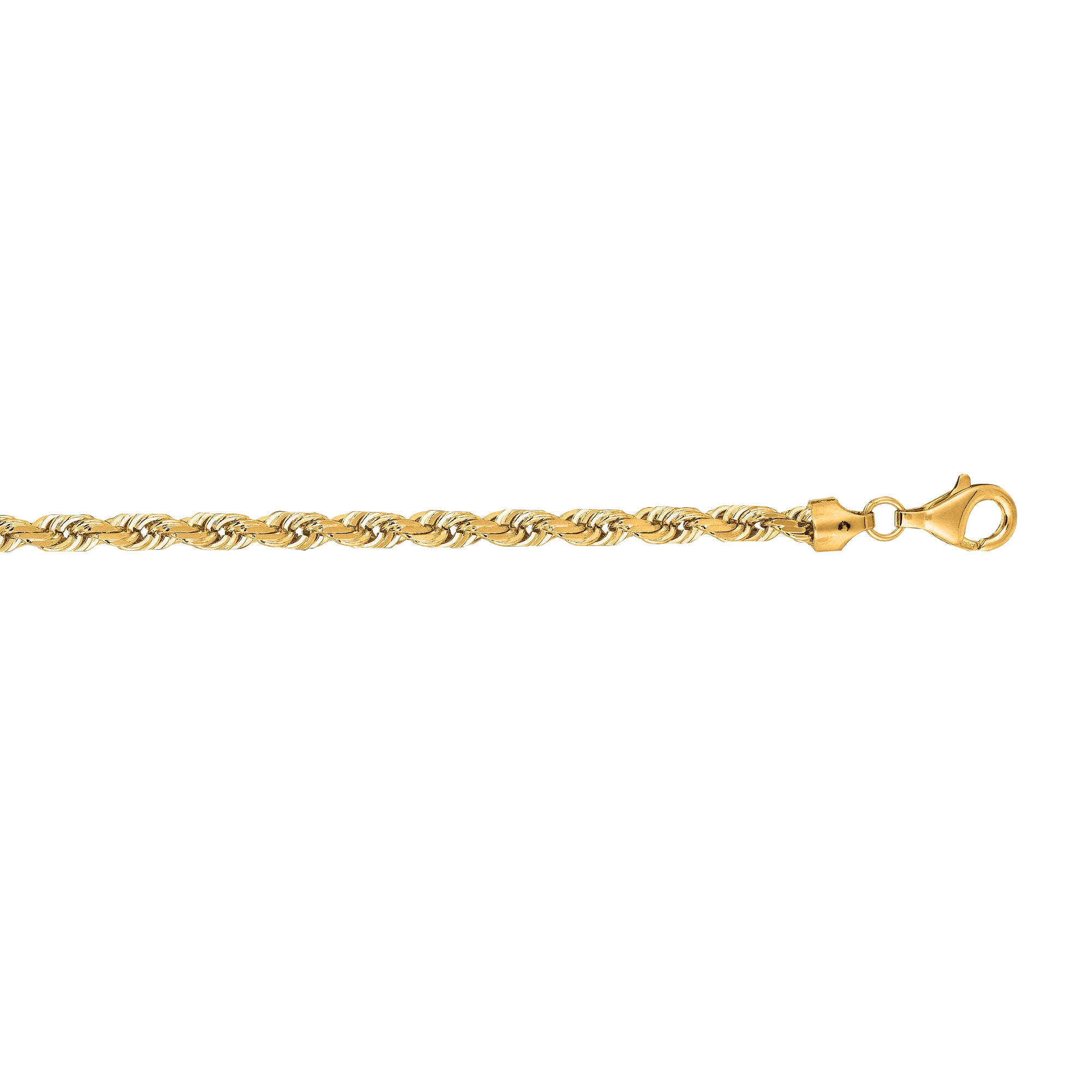 14K Yellow Gold 5mm Diamond Cut Royal Rope 30" Chain with Lobster Lock