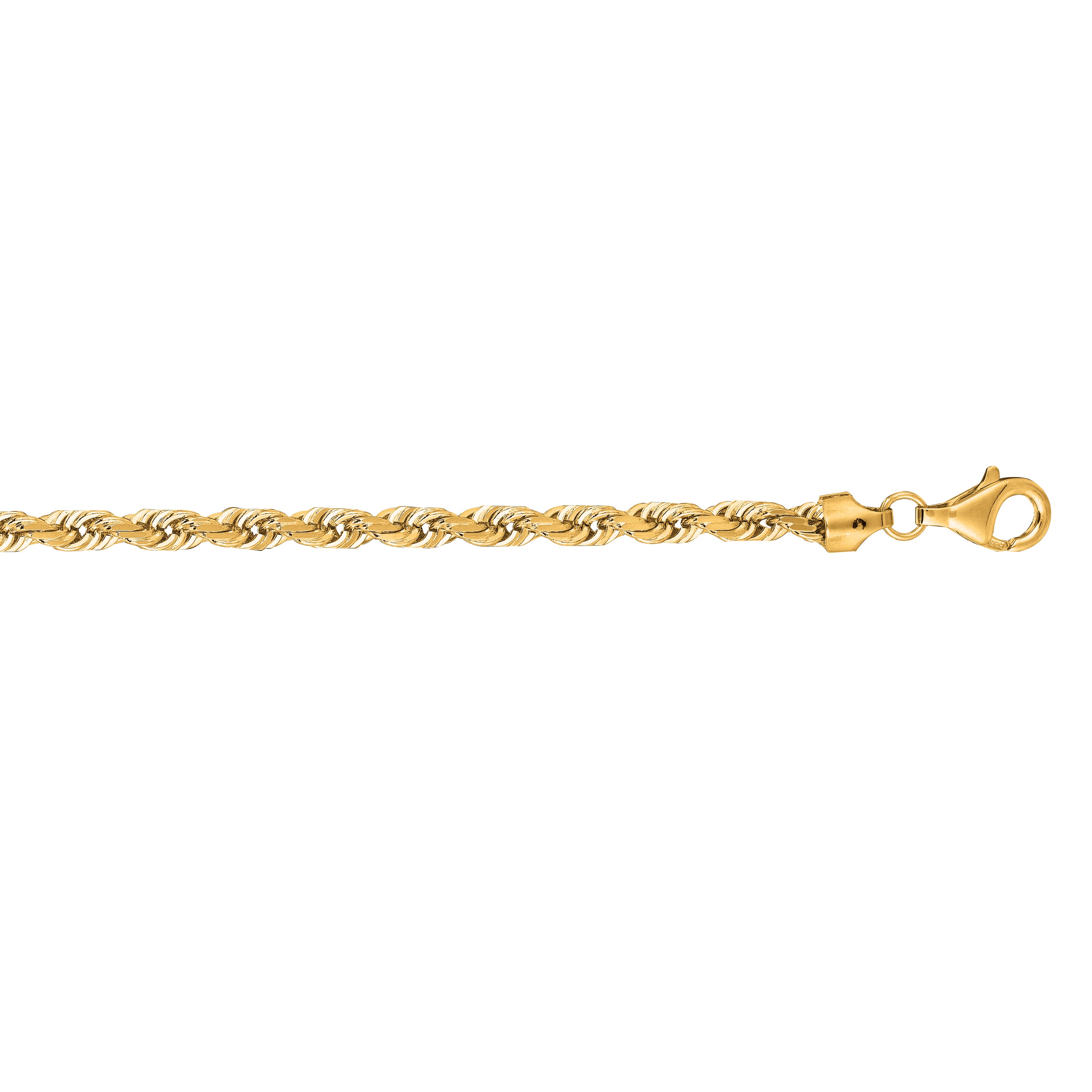 14K Yellow Gold 7mm 26" Diamond Cut Solid Royal Rope Chain with Lobster Clasp