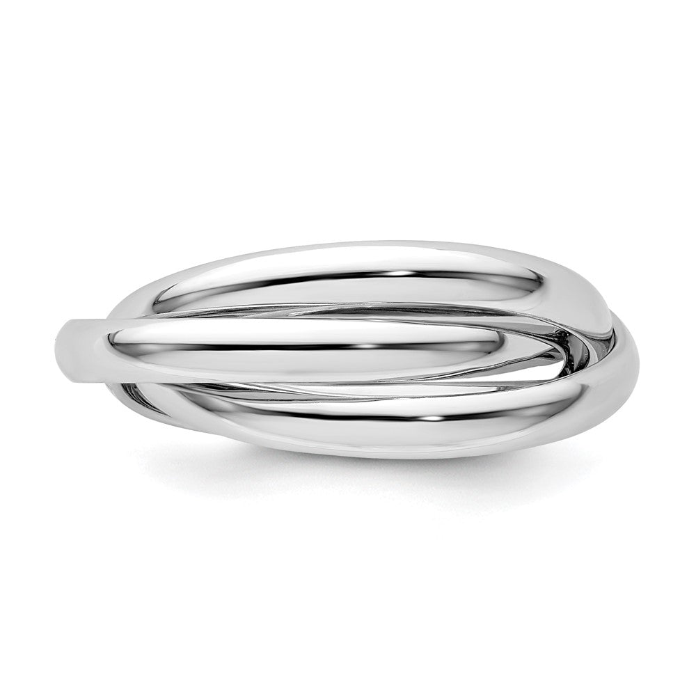 14k White Gold Polished Rolling Ring Size 6.5