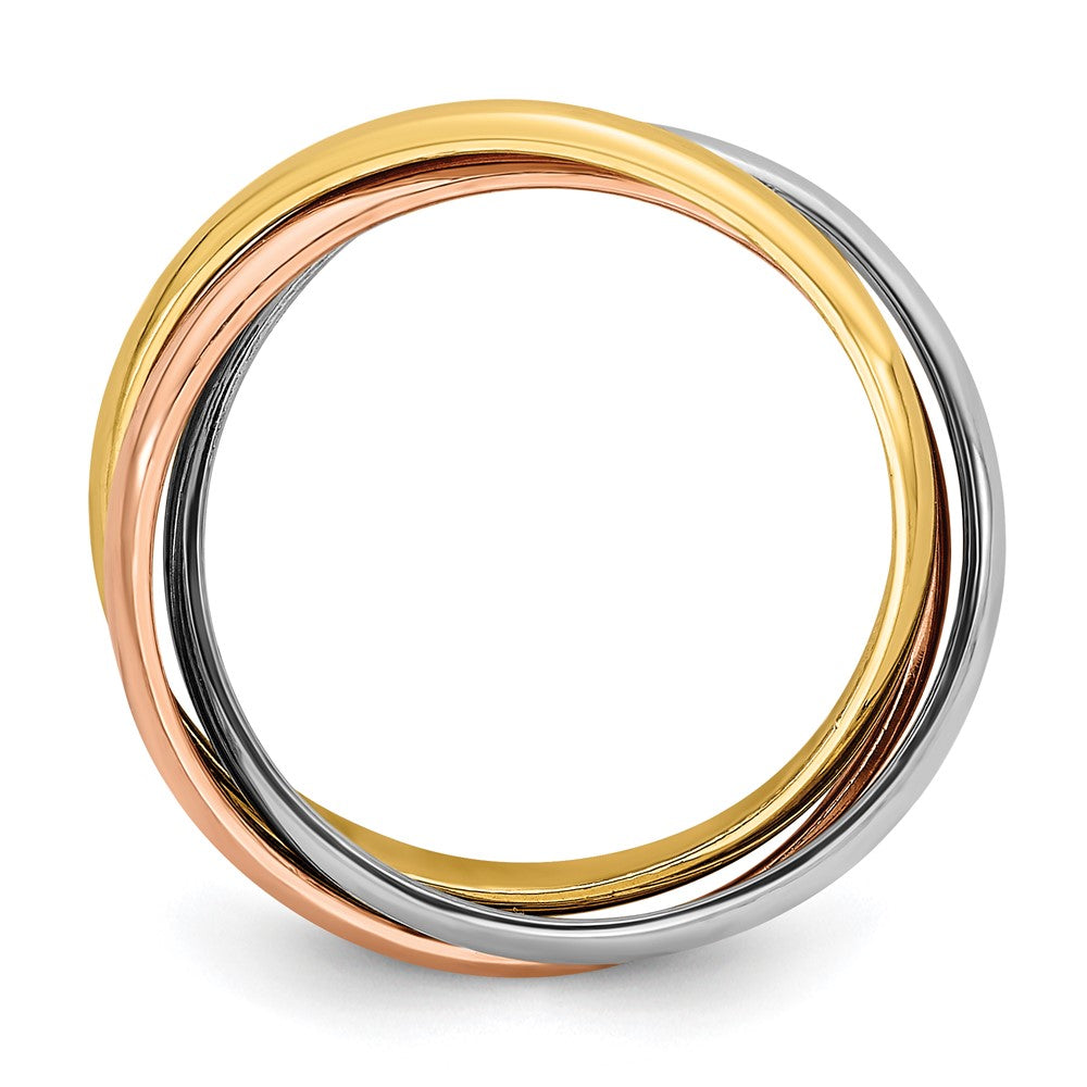 14k Tri-color Polished Rolling Ring Size 6