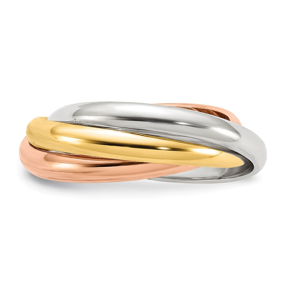 14k Tri-color Polished Rolling Ring Size 6