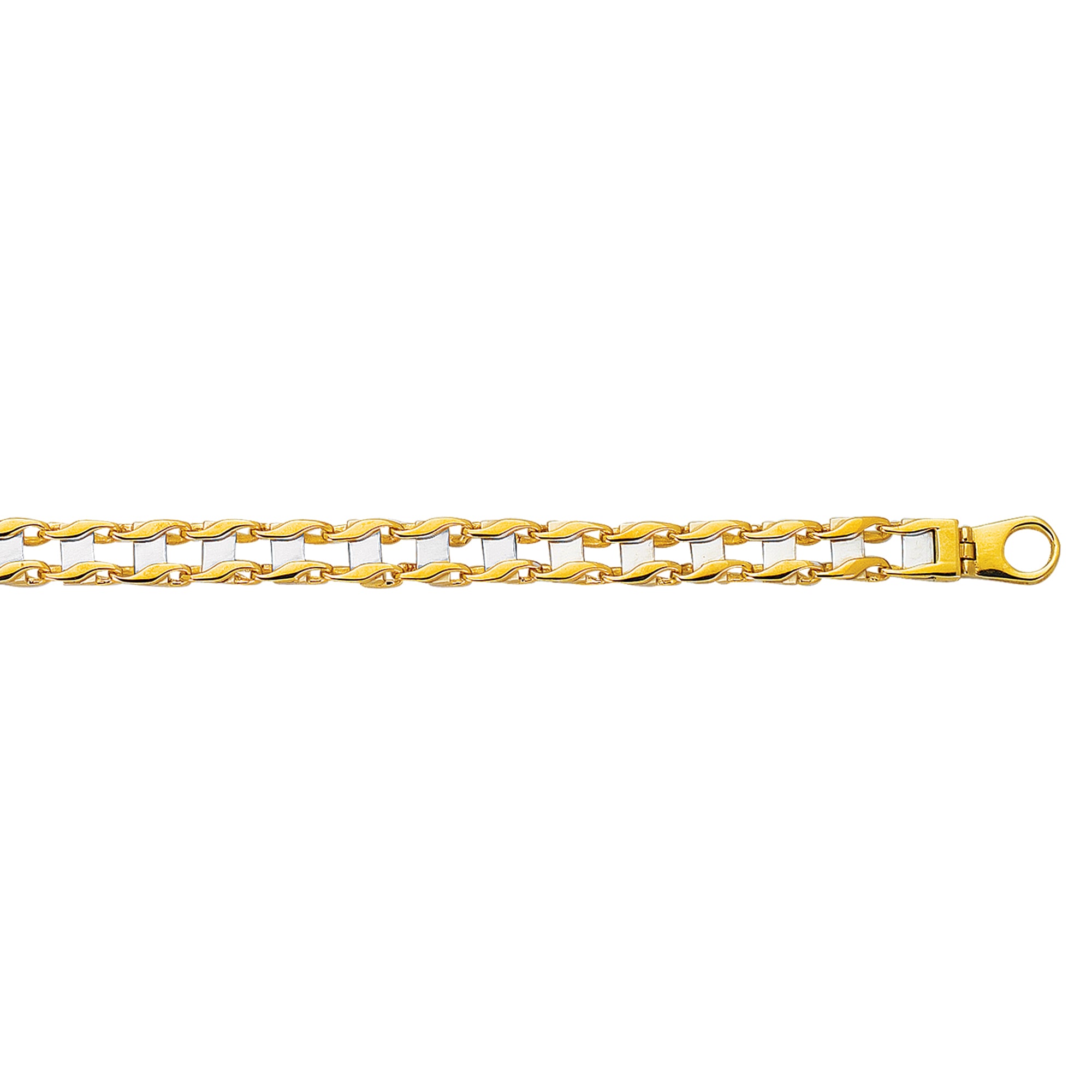 14K Yellow and White Gold Railroad Link 8.5" Bracelet