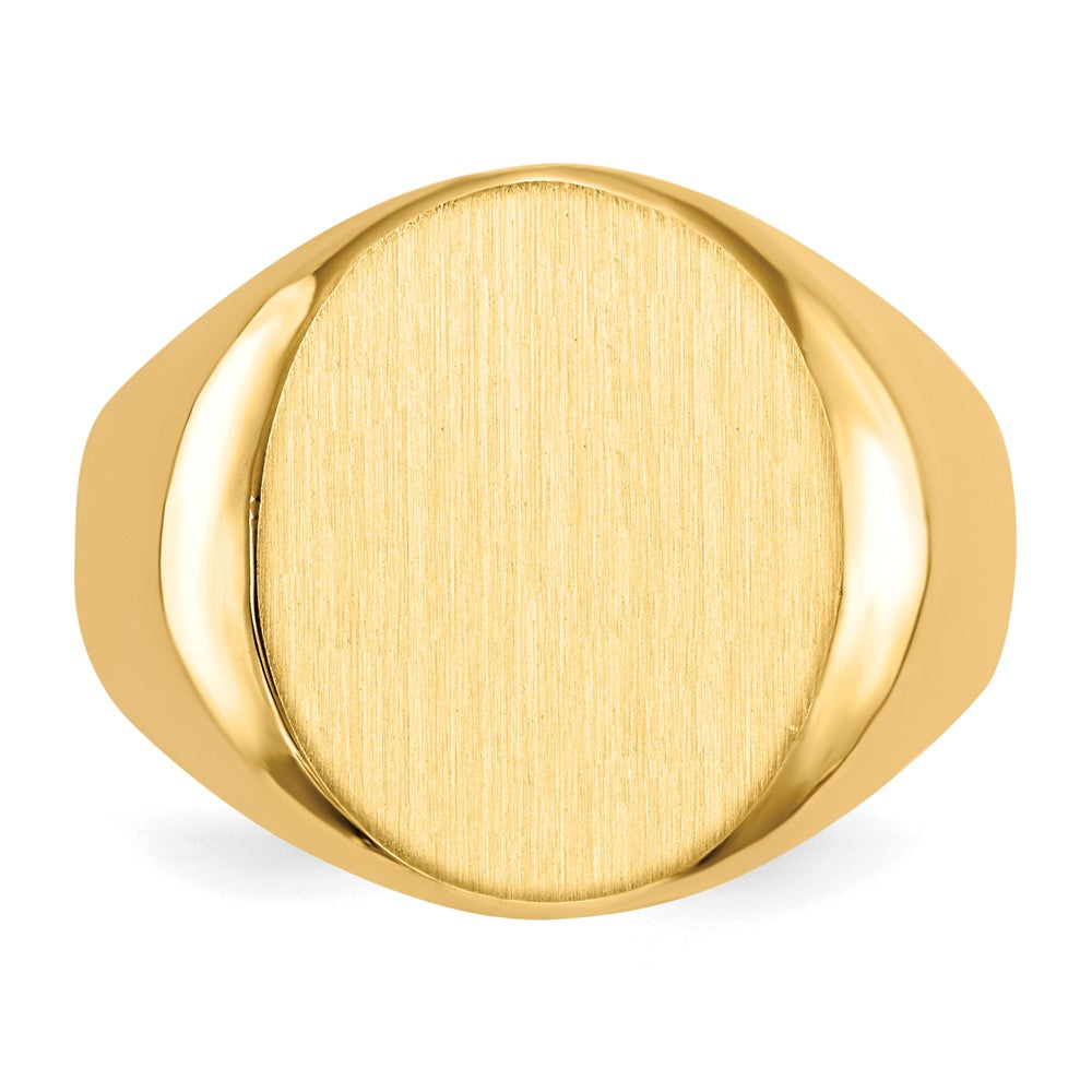 14k 17.5x14.5mm Closed Back Men's Signet Ring