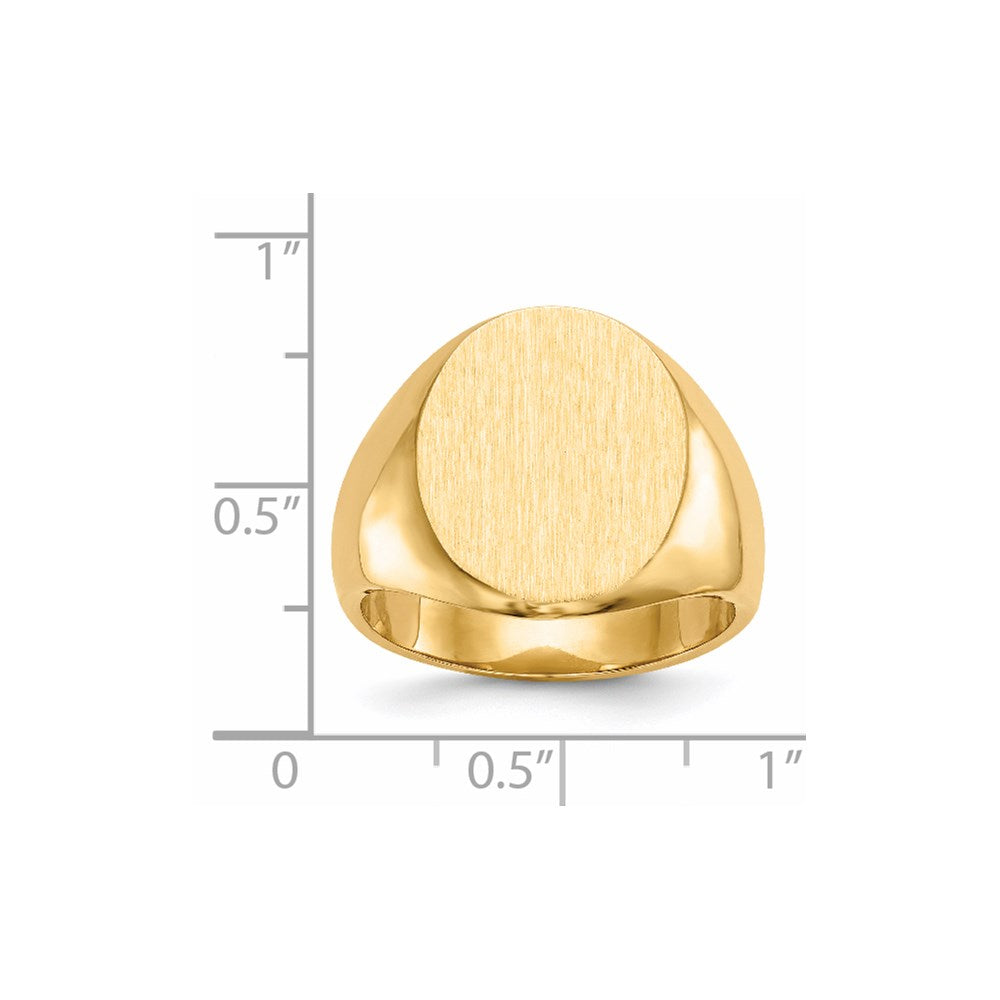 14k 17.5x14.5mm Closed Back Men's Signet Ring