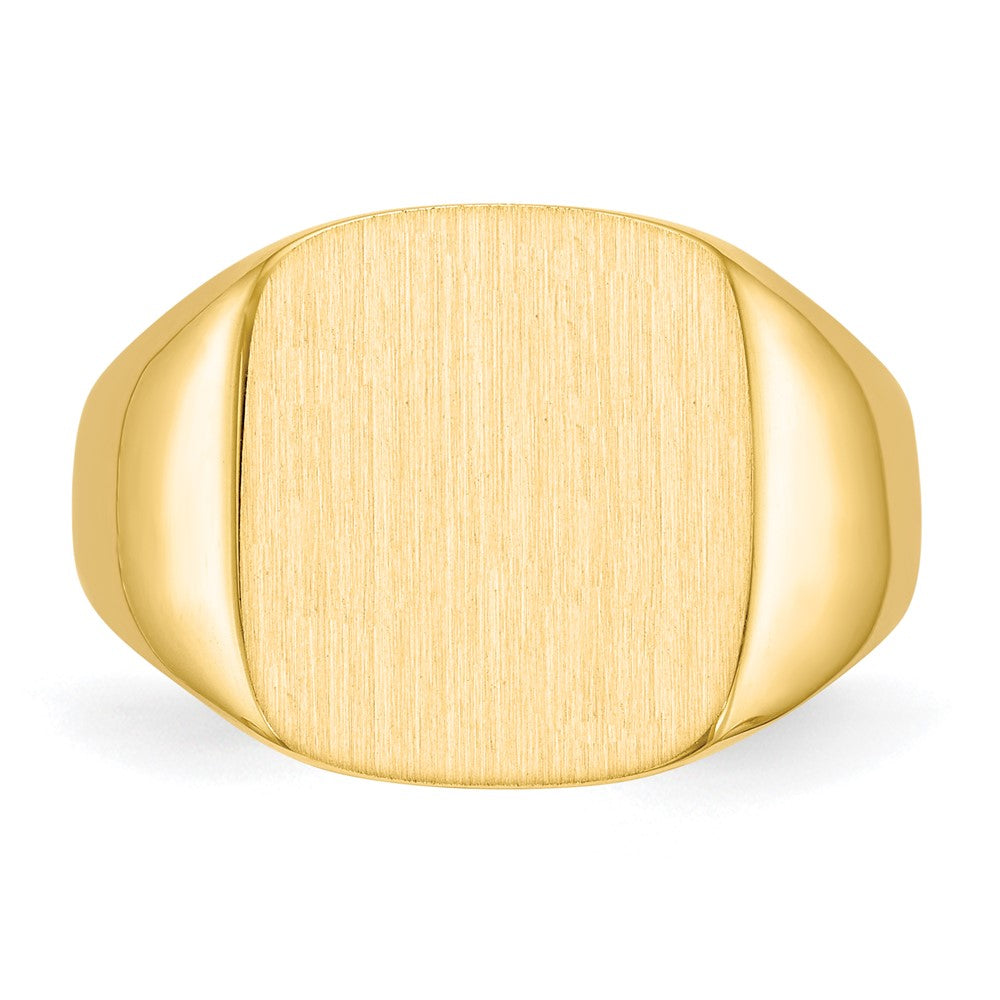 14k 15.0x13.5mm Closed Back Men's Signet Ring