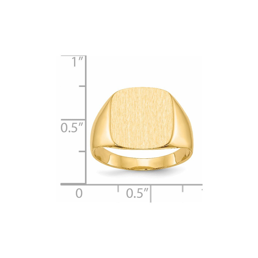 14k 15.0x13.5mm Closed Back Men's Signet Ring