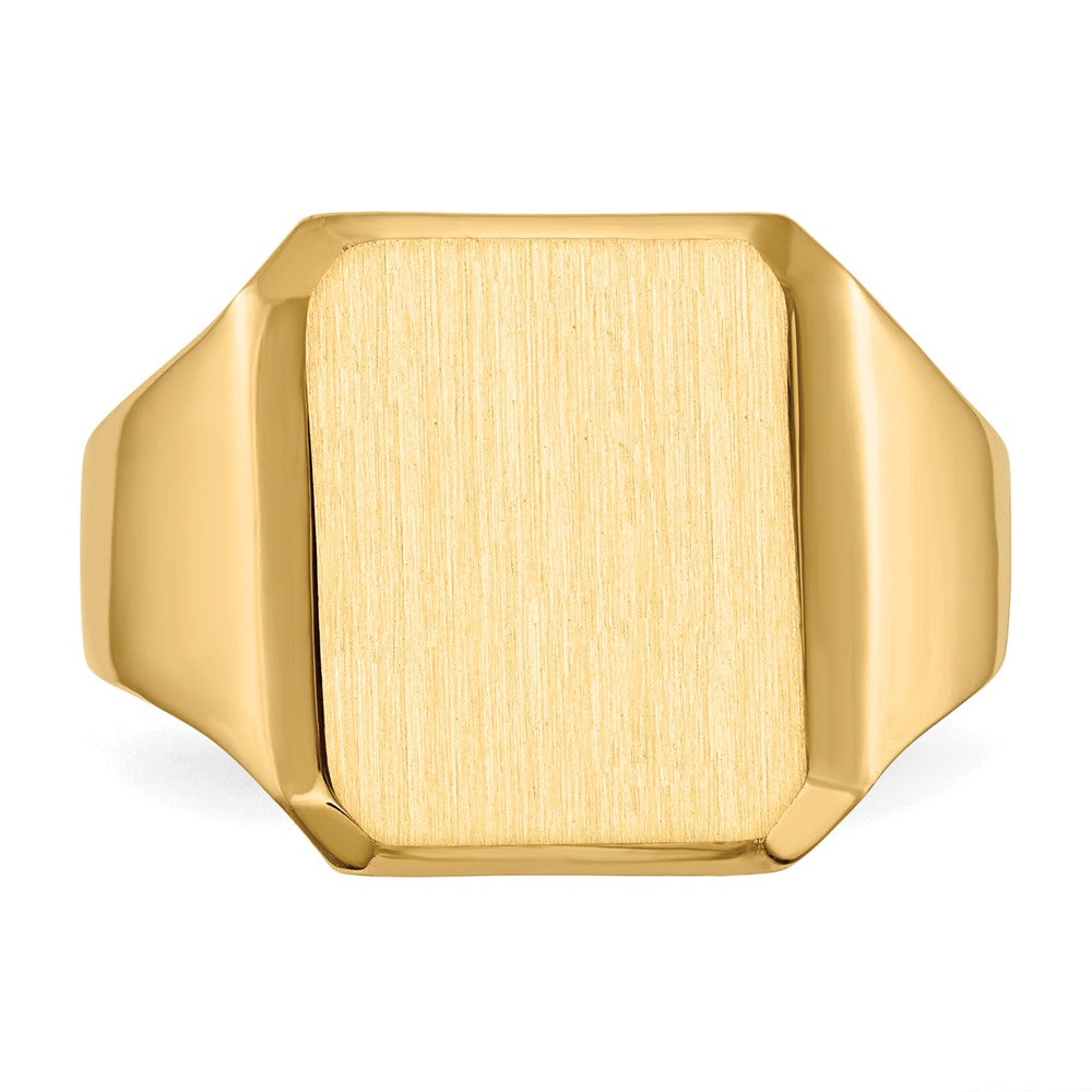 14k 15.0x12.5mm Closed Back Men's Signet Ring