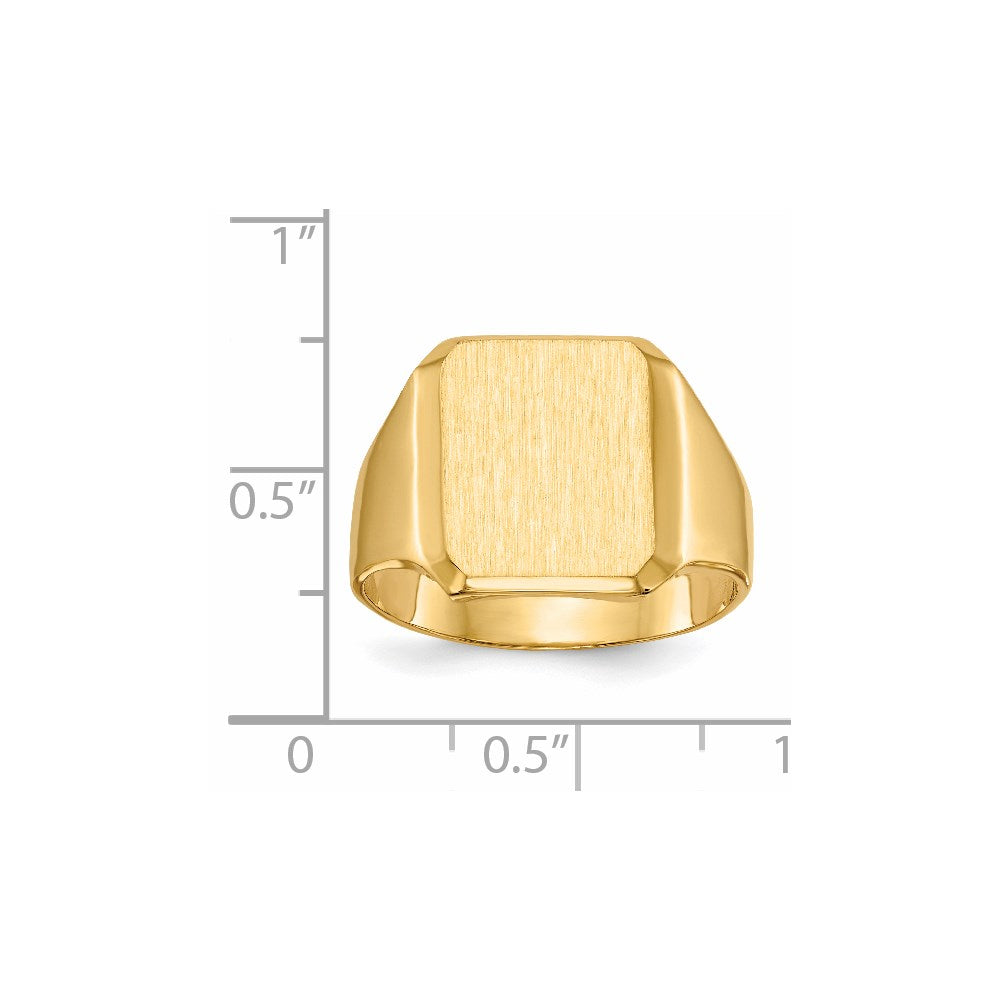 14k 15.0x12.5mm Closed Back Men's Signet Ring