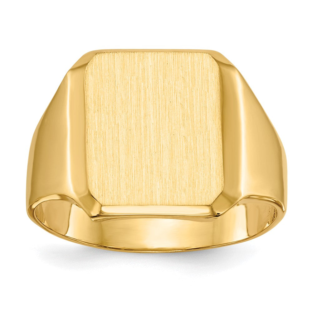 14k 15.0x12.5mm Closed Back Men's Signet Ring