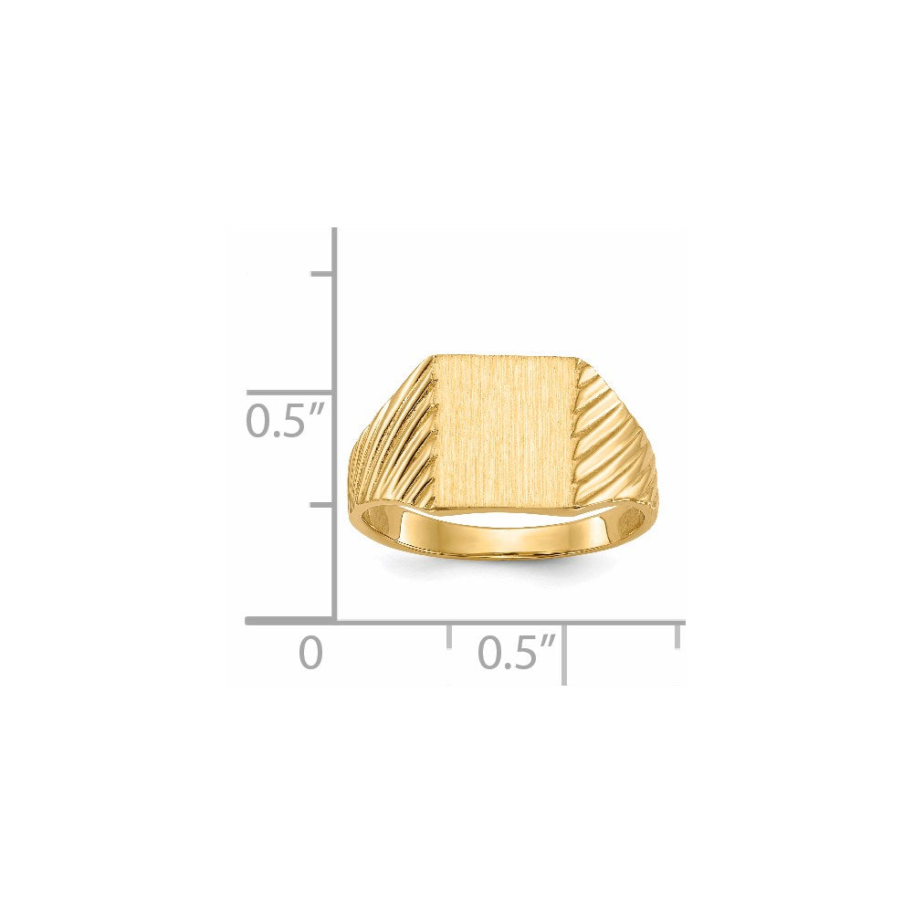 14k 9.5x8.0mm Closed Back Signet Ring