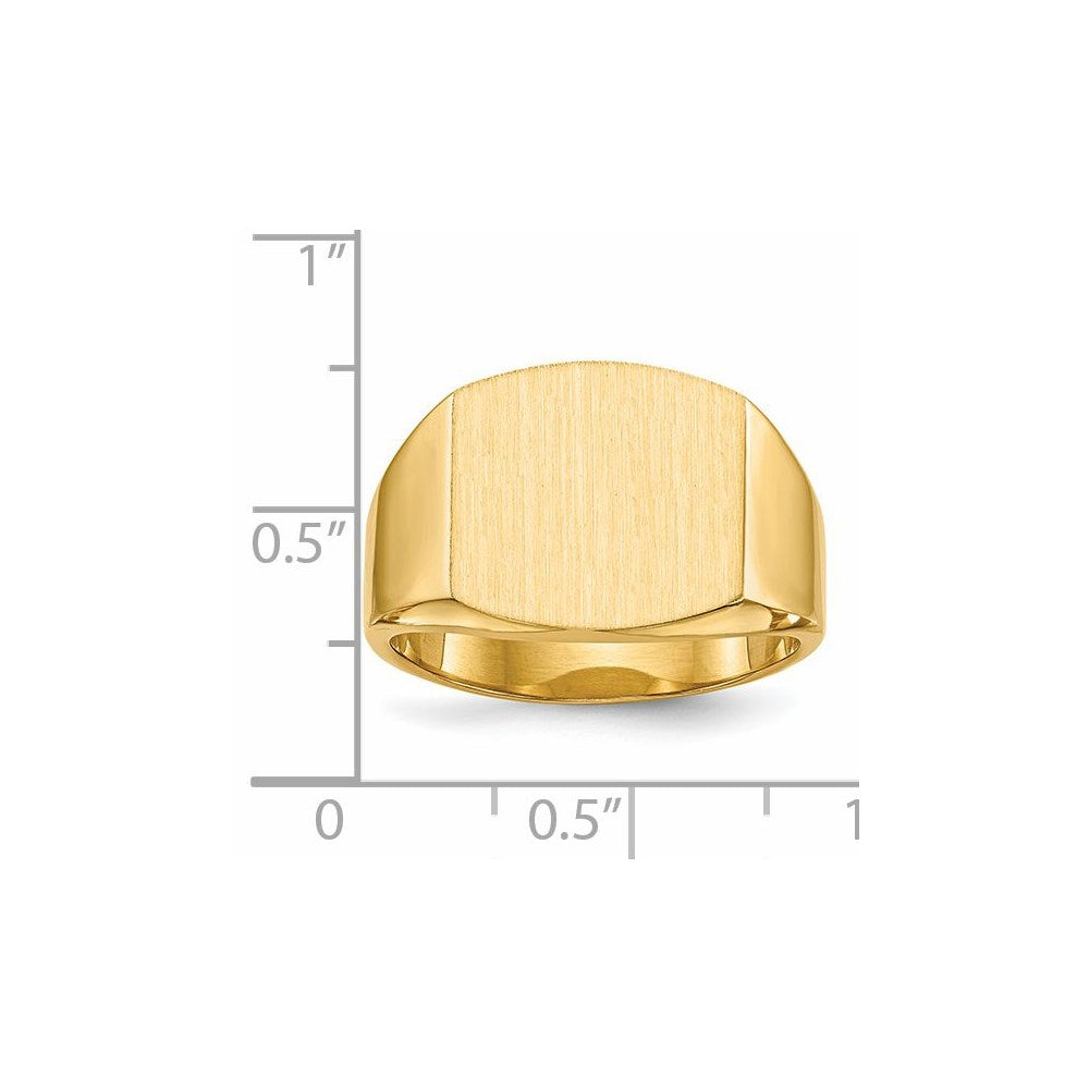 14k 13.5x14.5mm Closed Back Men's Signet Ring