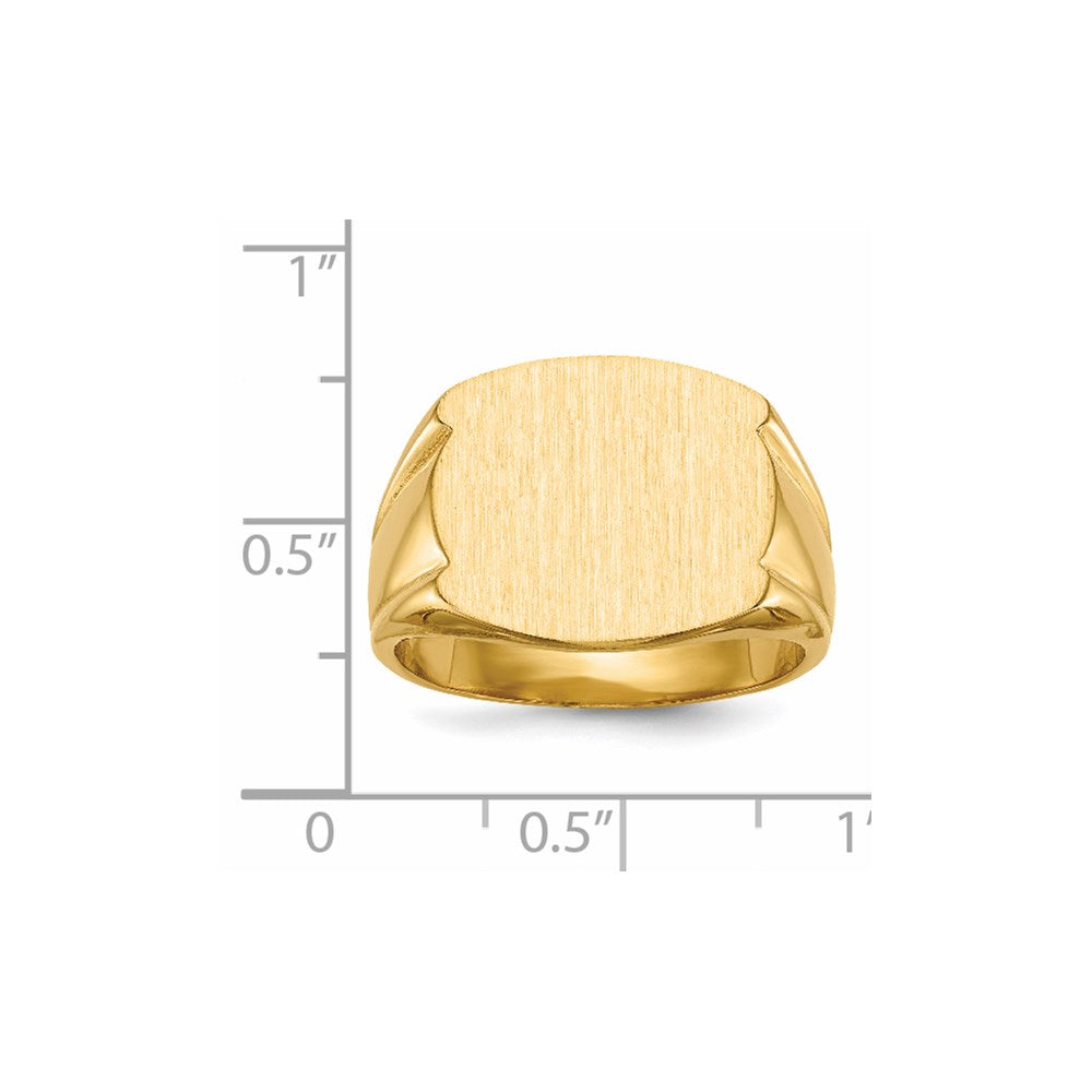 14k 15.0x16.5mm Closed Back Men's Signet Ring