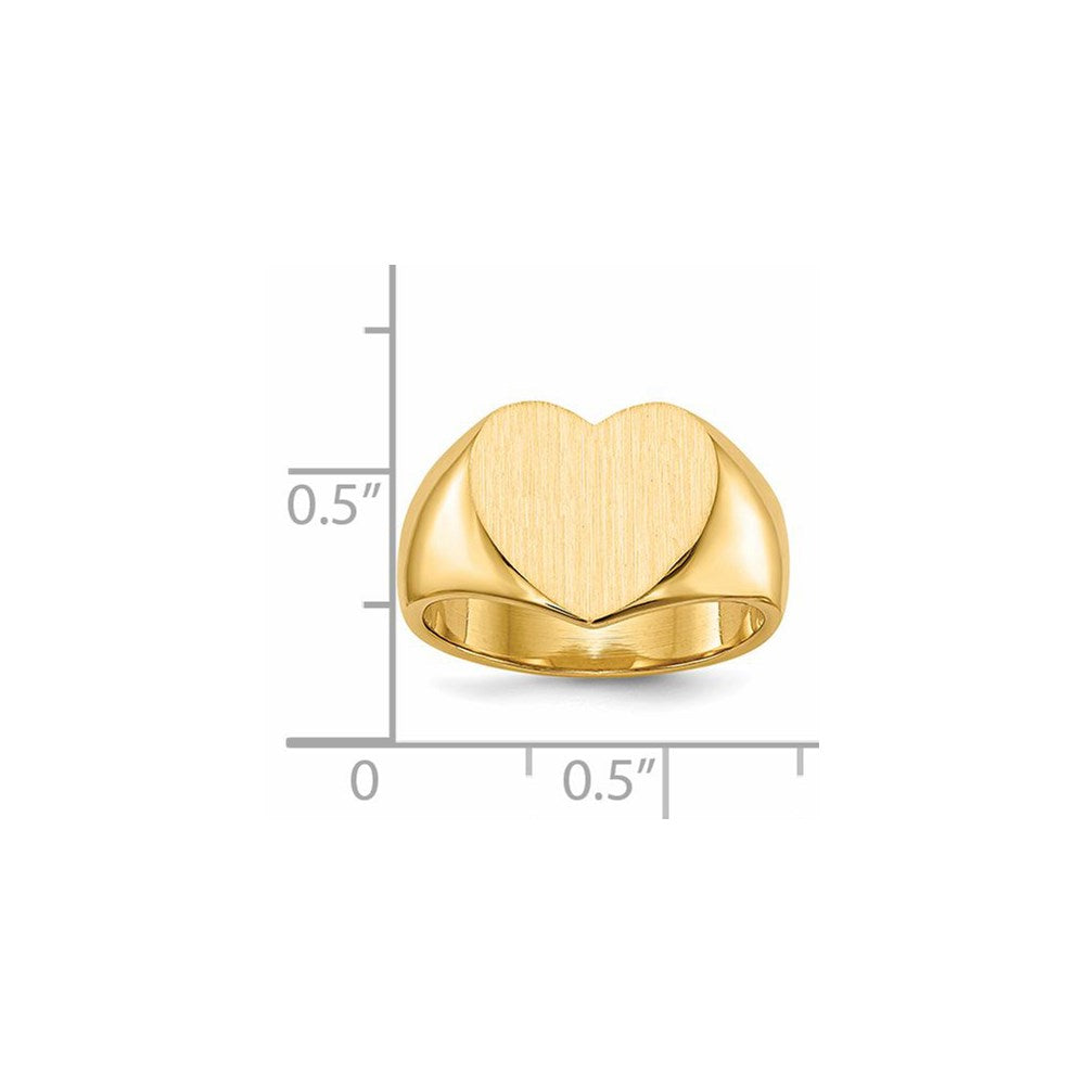 14k 11.5x12.5mm Closed Back Heart Signet Ring