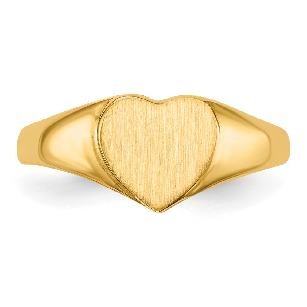 14k 7.5x8.5mm Open Back Heart Signet Ring