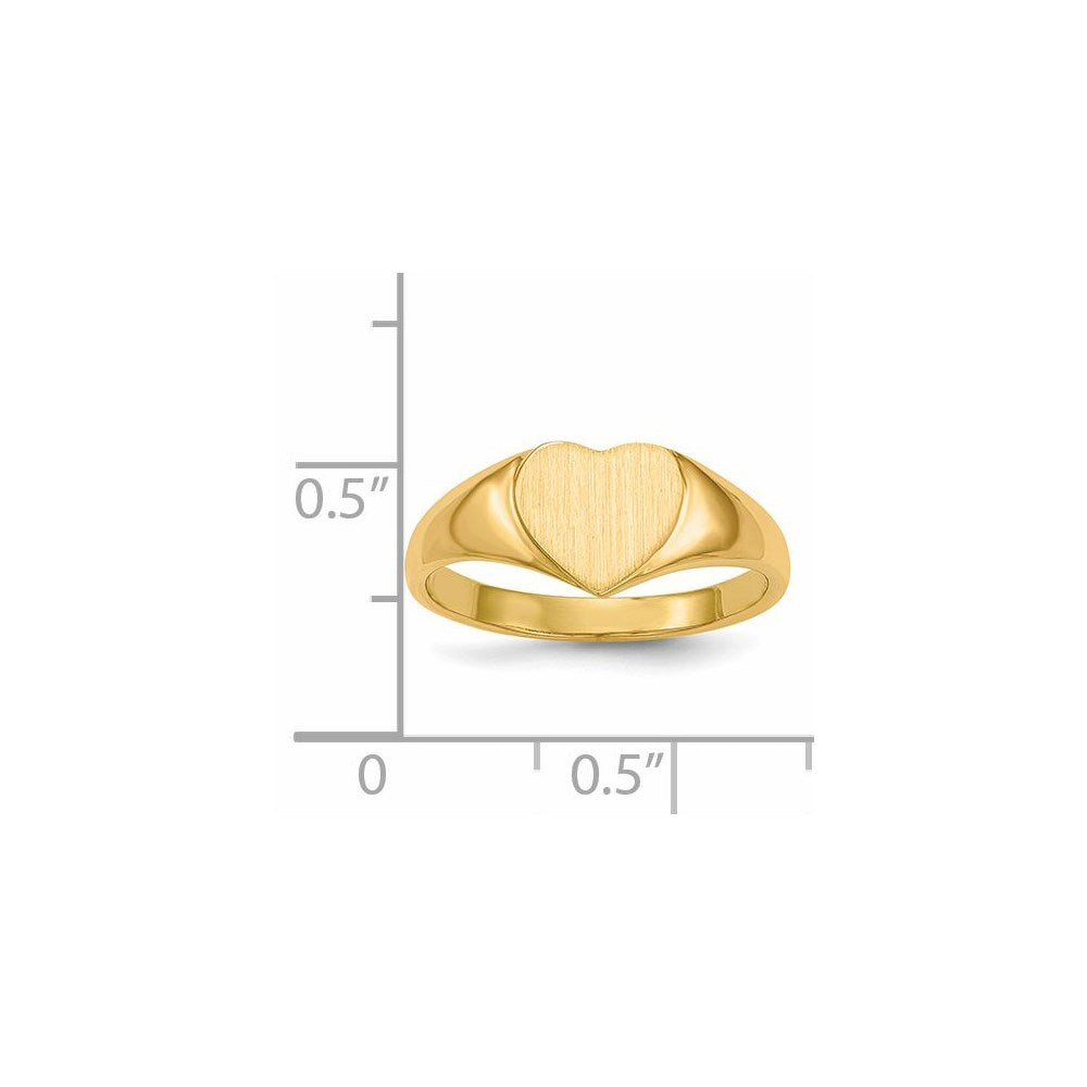 14k 7.5x8.5mm Open Back Heart Signet Ring