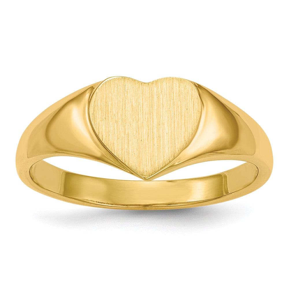 14k 7.5x8.5mm Open Back Heart Signet Ring