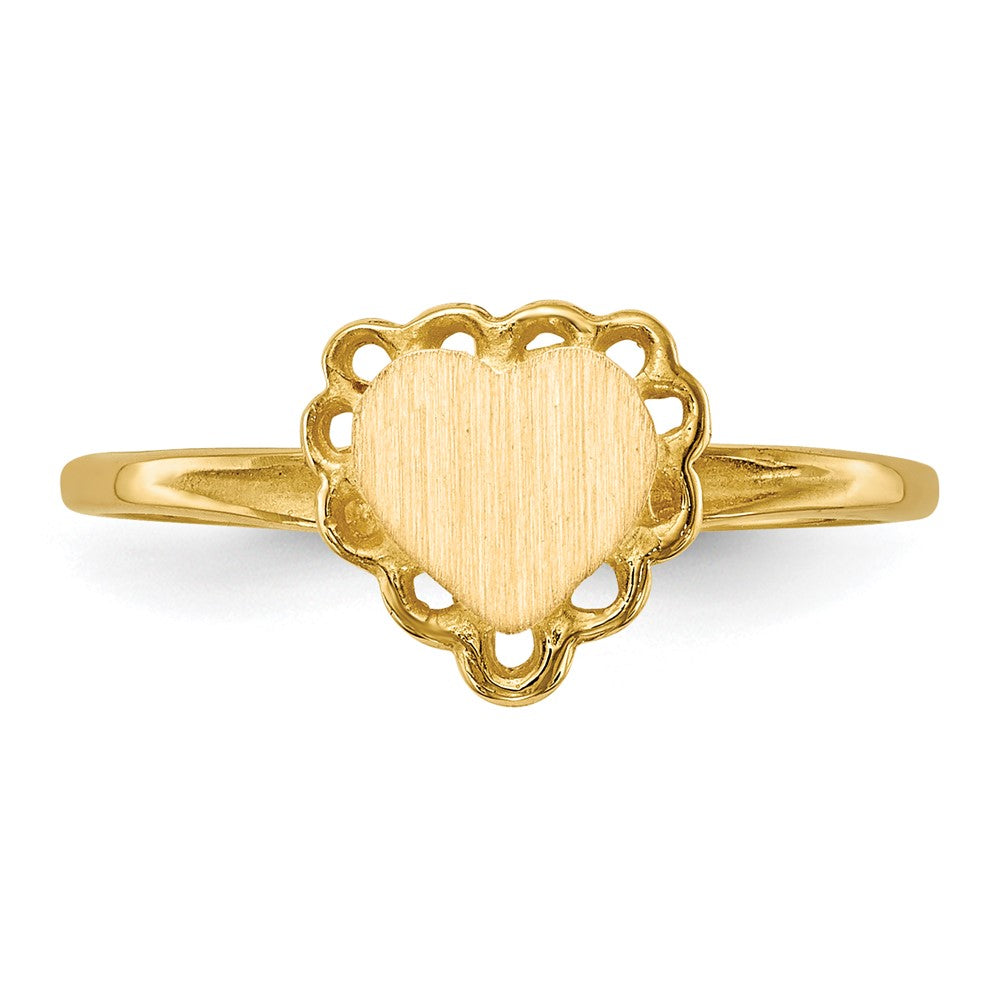 14k 6.0x6.5mm Open Back Heart Signet Ring