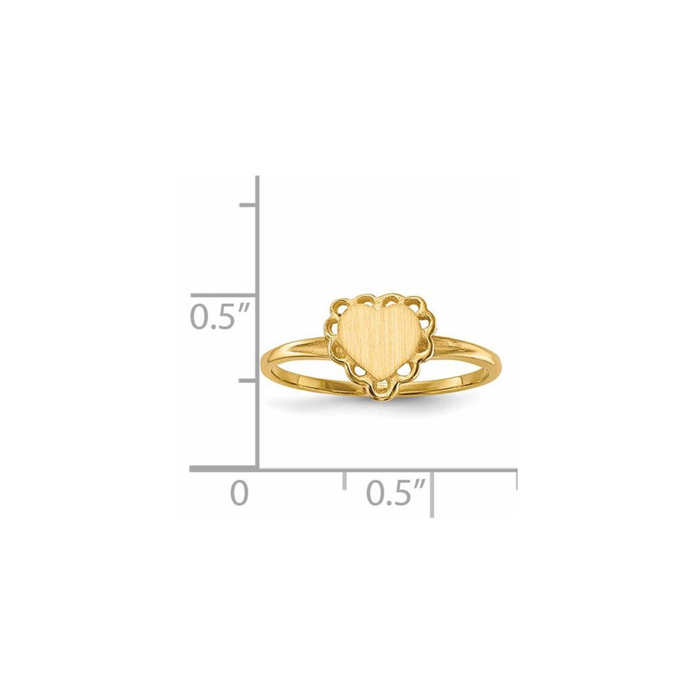 14k 6.0x6.5mm Open Back Heart Signet Ring