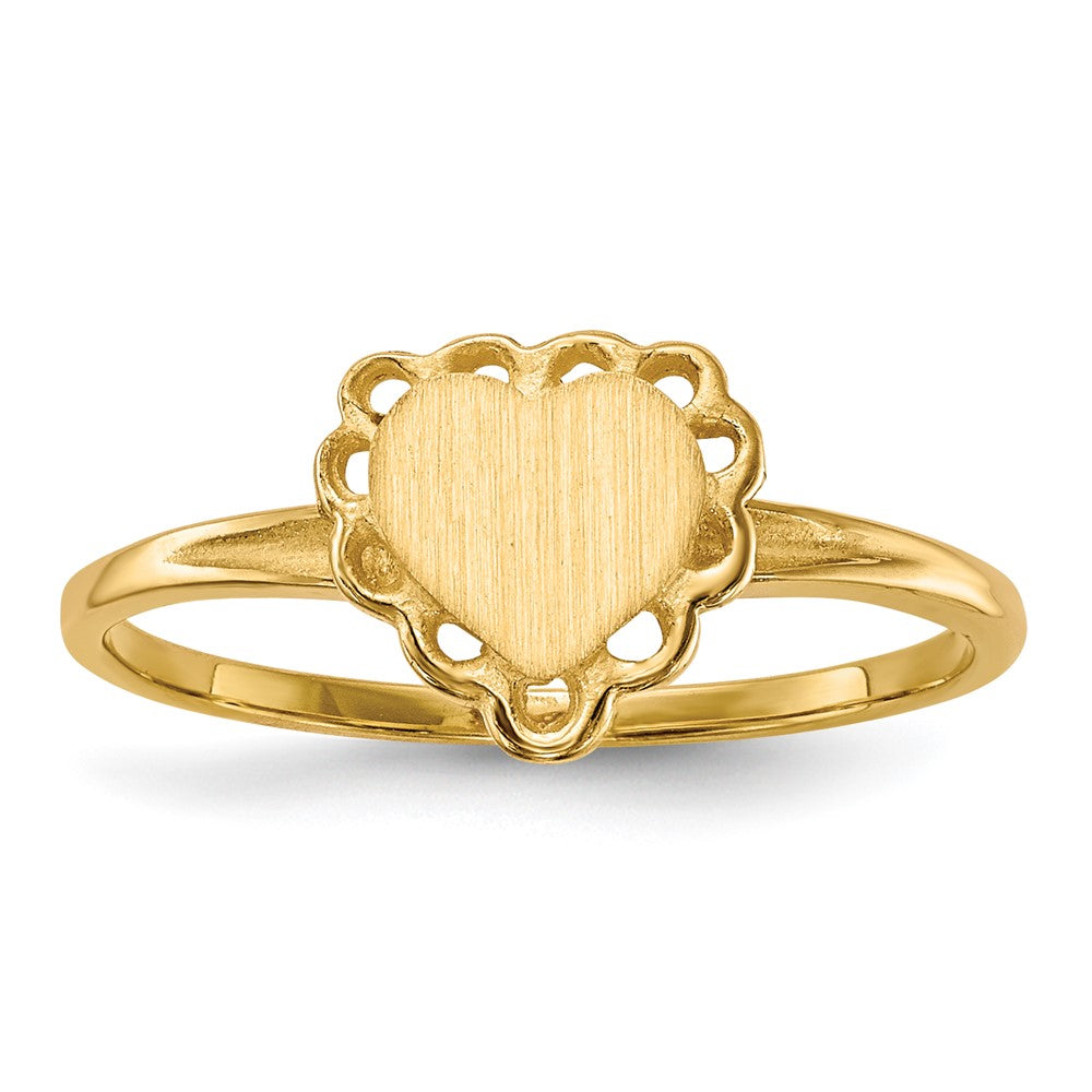 14k 6.0x6.5mm Open Back Heart Signet Ring